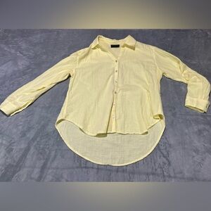 Lane Bryant Light Yellow Casual Button-Down Shirt-100% cotton